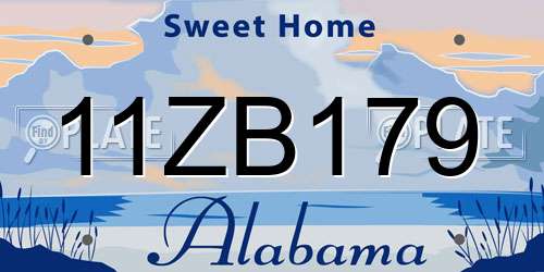 11ZB179 Alabama License Plate