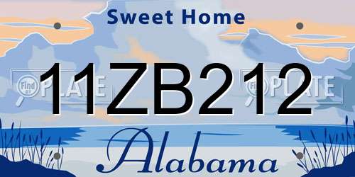 11ZB212 Alabama License Plate