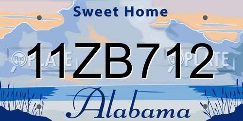 11ZB712 Alabama License Plate
