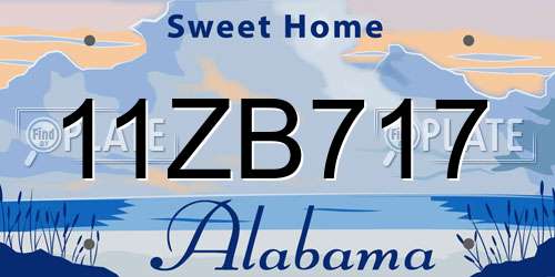 11ZB717 Alabama License Plate