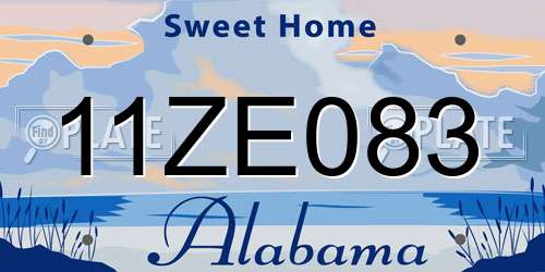 11ZE083 Alabama License Plate