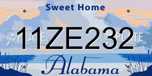11ZE232 Alabama License Plate
