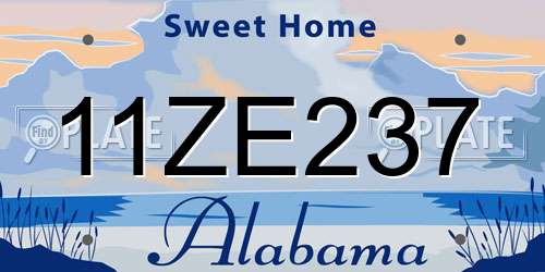 11ZE237 Alabama License Plate