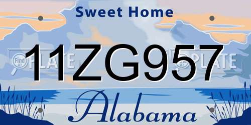 11ZG957 Alabama License Plate