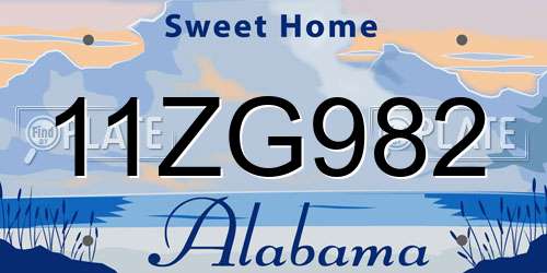 11ZG982 Alabama License Plate