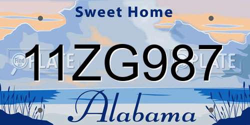 11ZG987 Alabama License Plate