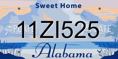 11ZI525 Alabama License Plate
