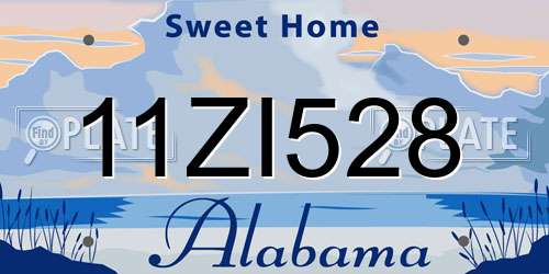 11ZI528 Alabama License Plate