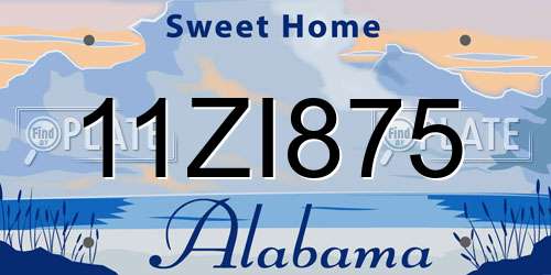 11ZI875 Alabama License Plate