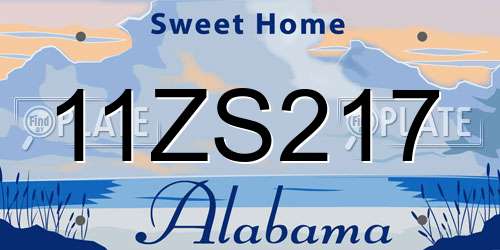 11ZS217 Alabama License Plate