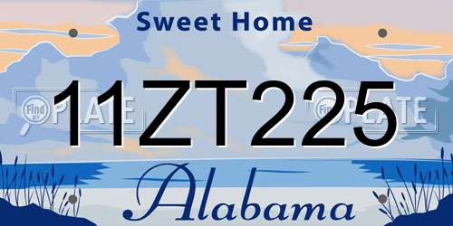 11ZT225 Alabama License Plate