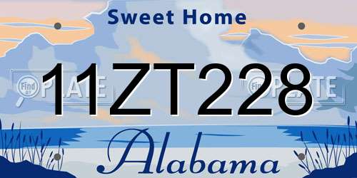 11ZT228 Alabama License Plate