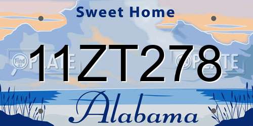 11ZT278 Alabama License Plate