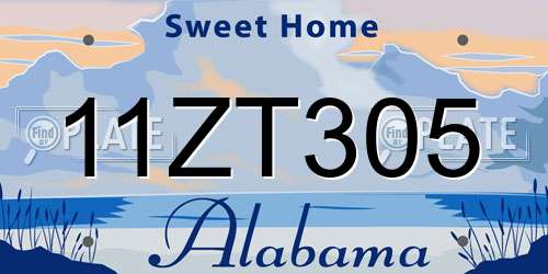 11ZT305 Alabama License Plate