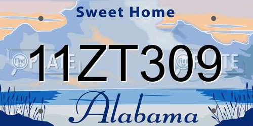 11ZT309 Alabama License Plate