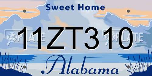 11ZT310 Alabama License Plate