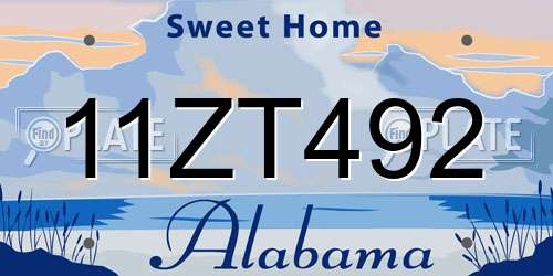 11ZT492 Alabama License Plate
