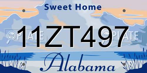 11ZT497 Alabama License Plate