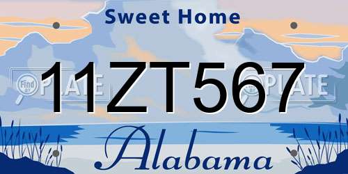 11ZT567 Alabama License Plate