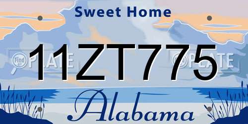 11ZT775 Alabama License Plate