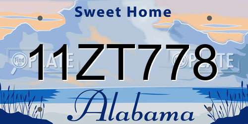 11ZT778 Alabama License Plate