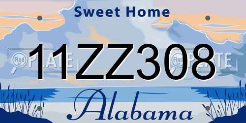 11ZZ308 Alabama License Plate