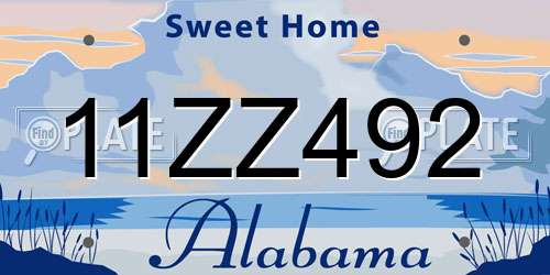 11ZZ492 Alabama License Plate