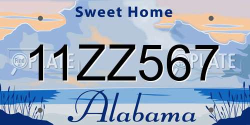 11ZZ567 Alabama License Plate