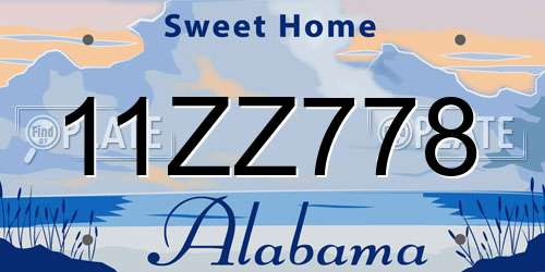 11ZZ778 Alabama License Plate