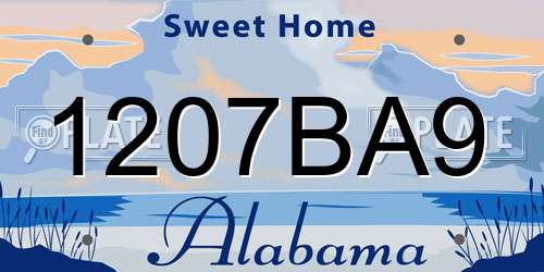 1207BA9 Alabama License Plate
