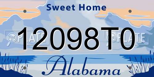 12098T0 Alabama License Plate