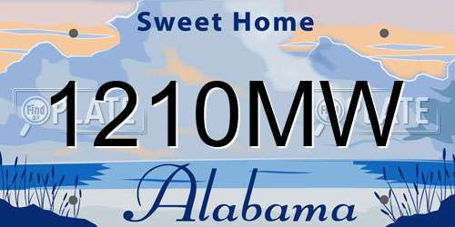 1210MW Alabama License Plate