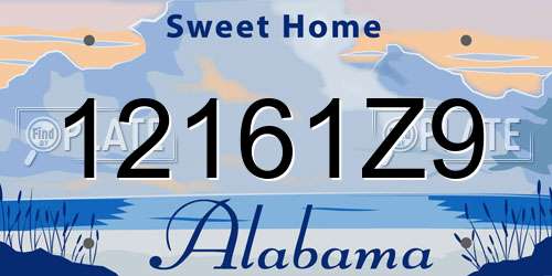 12161Z9 Alabama License Plate
