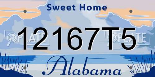 12167T5 Alabama License Plate