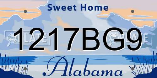 1217BG9 Alabama License Plate