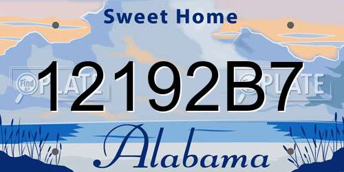 12192B7 Alabama License Plate