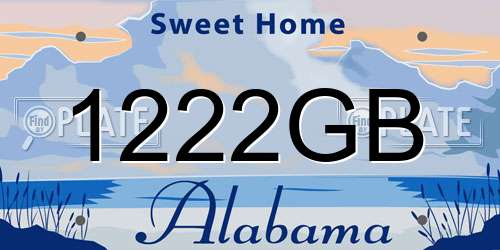 1222GB Alabama License Plate