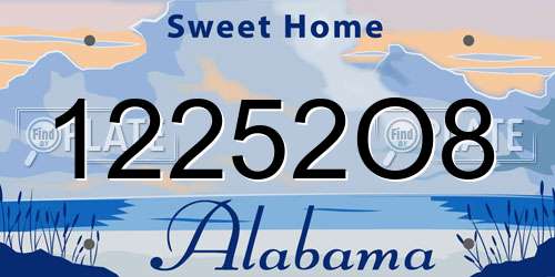 12252O8 Alabama License Plate