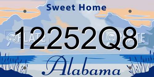 12252Q8 Alabama License Plate