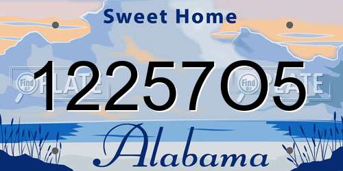 12257O5 Alabama License Plate