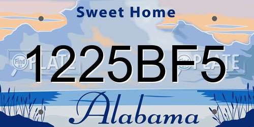 1225BF5 Alabama License Plate