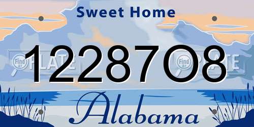 12287O8 Alabama License Plate