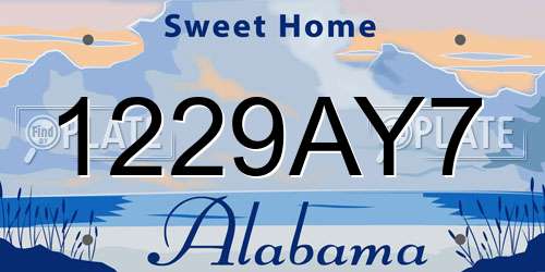 1229AY7 Alabama License Plate