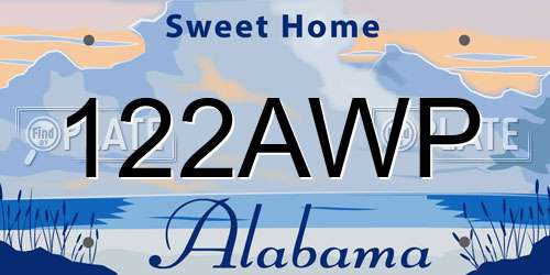 122AWP Alabama License Plate