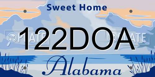 122DOA Alabama License Plate