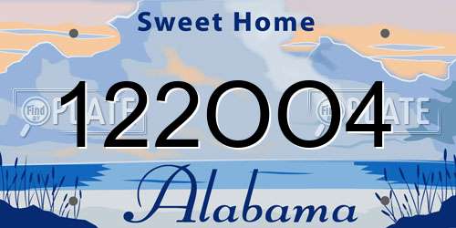 122OO4 Alabama License Plate