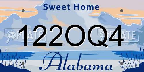 122OQ4 Alabama License Plate