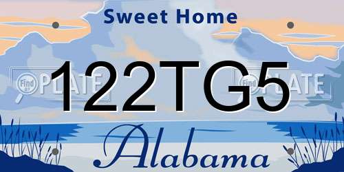 122TG5 Alabama License Plate