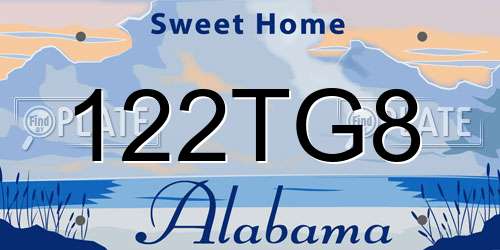 122TG8 Alabama License Plate