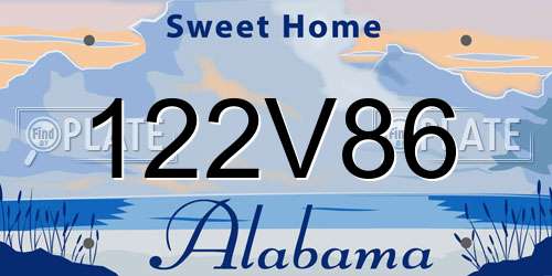 122V86 Alabama License Plate